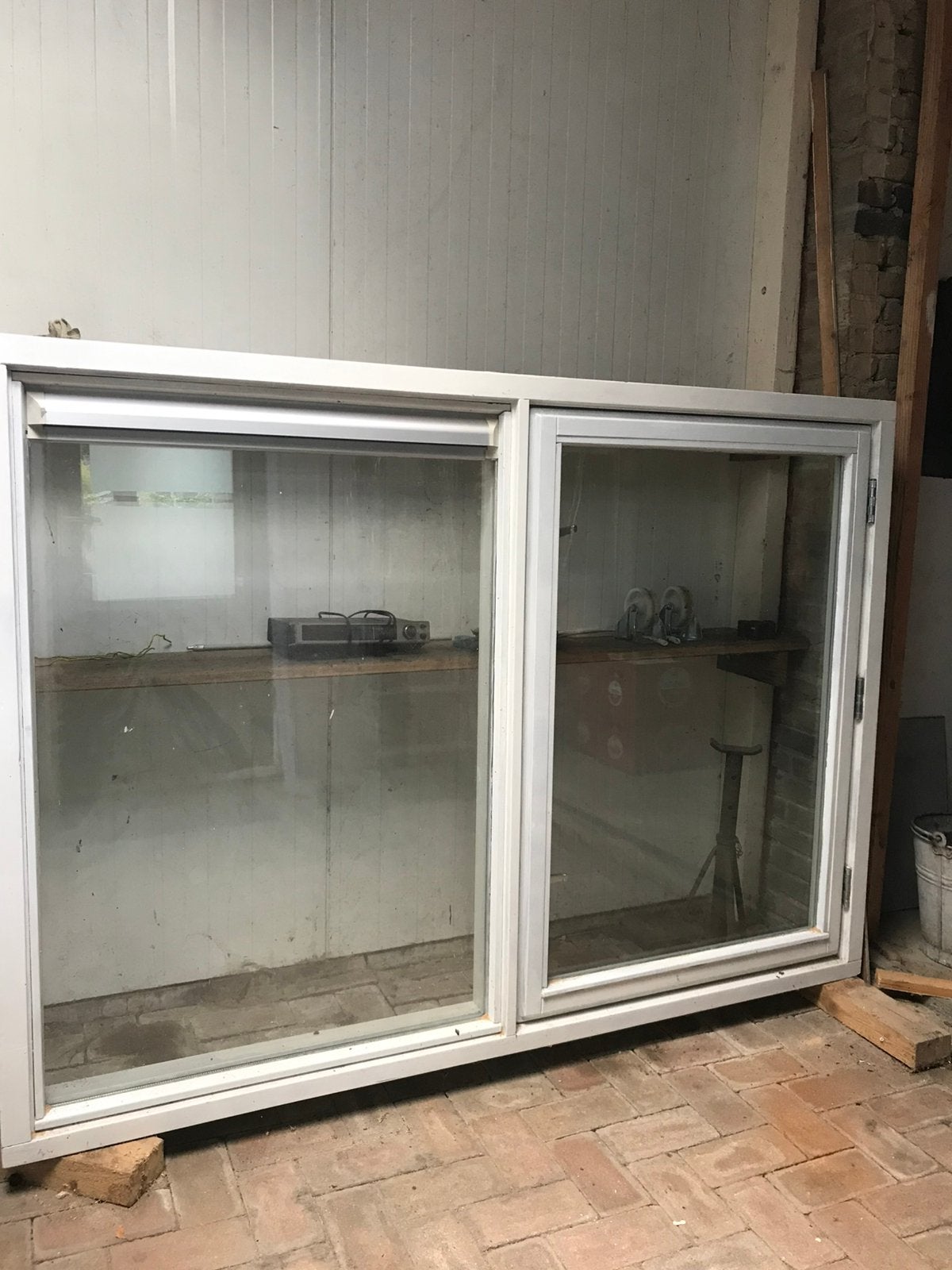Raamkozijn. Hardhout., Raamkozijn, Zo goed als nieuw, Inclusief glas, Hout