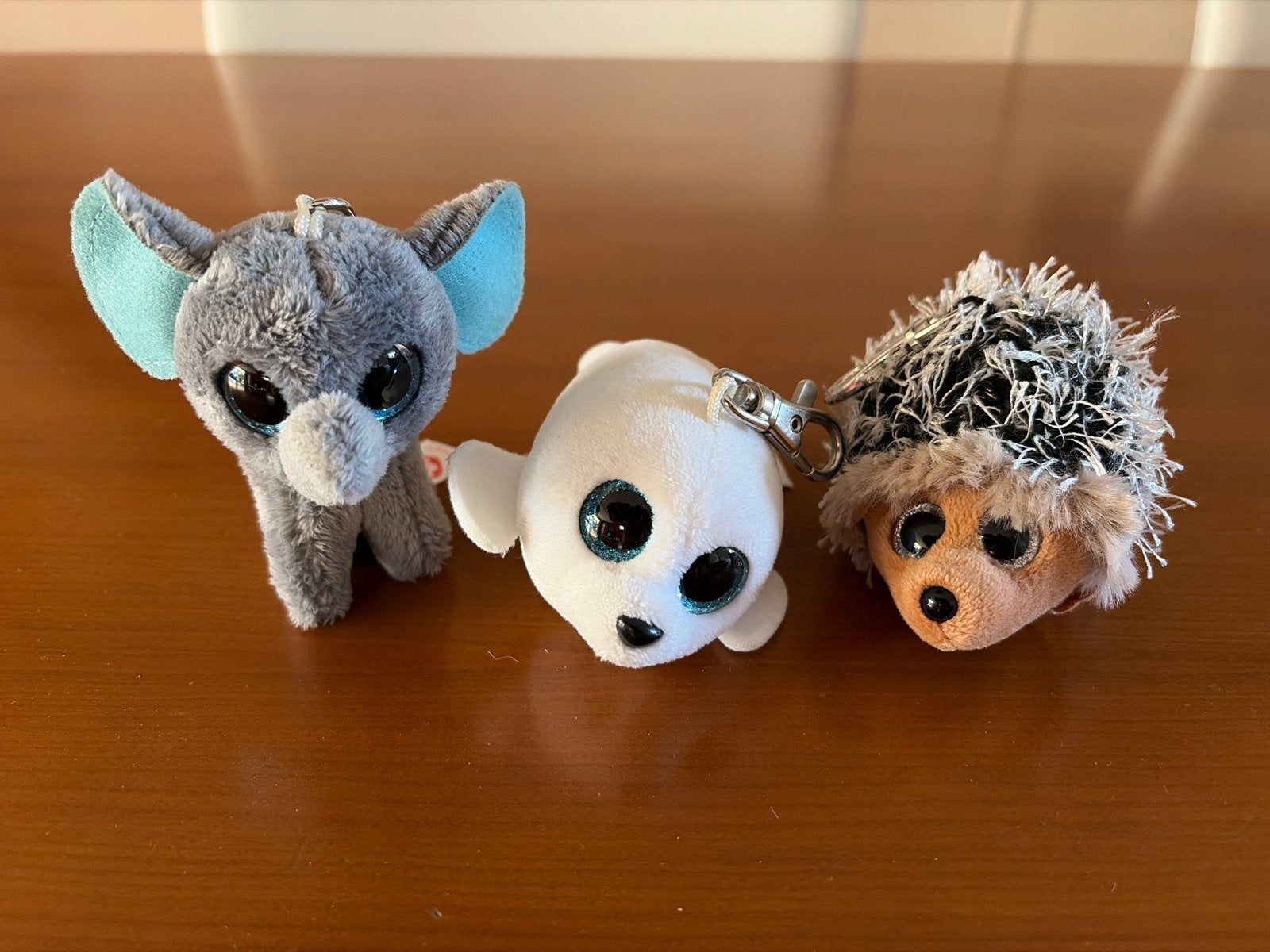 Ty Beanie Boos sleutelhangers: olifant, zeehond, egel, Kinderen en Baby's, Speelgoed | Knuffels en Pluche, Verzenden, Grijs, Olifant