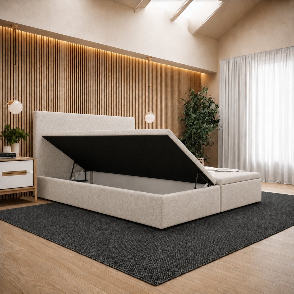 ACTIE 180 x 200 opbergboxspring met 10 cm schuimlaag! BEIGE