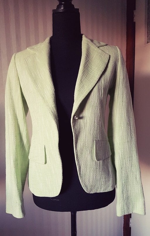 Prachtig groen elegant boucle tweed jasje blazer 36 38 ZGAN, Verzenden, Zo goed als nieuw, Maat 38/40 (M), Groen