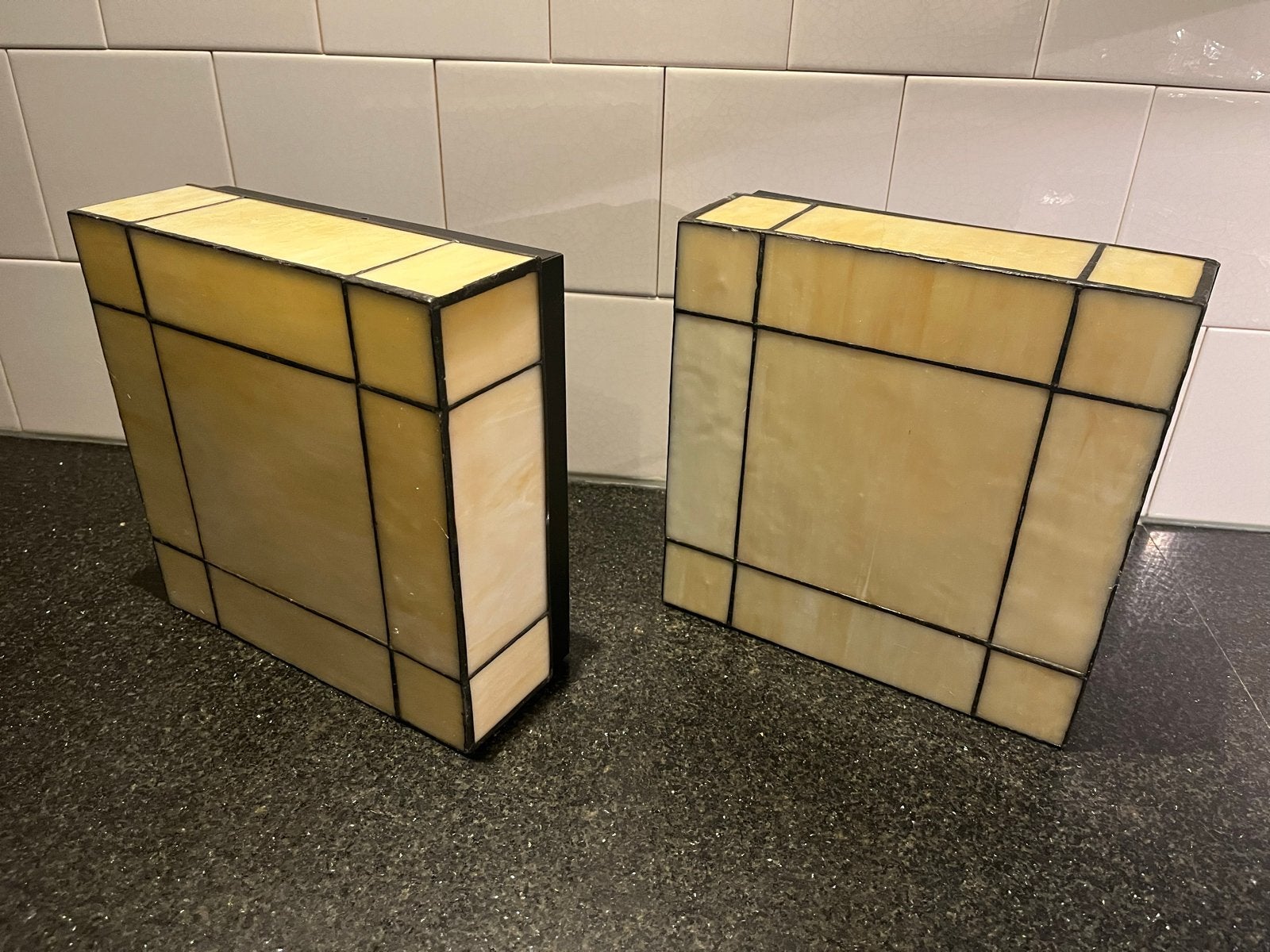 Steinhauer vintage art-deco wandlampen / 2x /structuurglas, Ophalen, Gebruikt, Indirect licht, E27 (groot)
