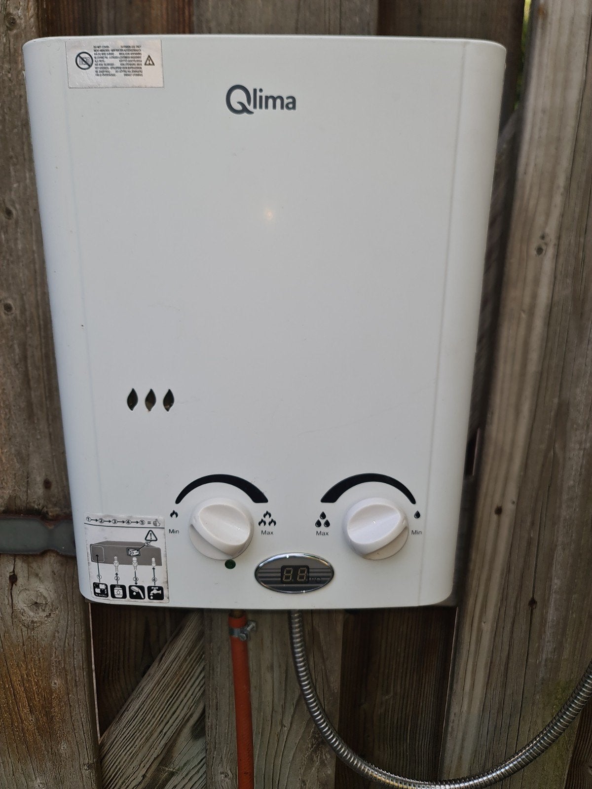 Qlima gasgeiser voor buitendouche - warm water met gasfles, Ophalen, Gebruikt, Geiser, Minder dan 20 liter