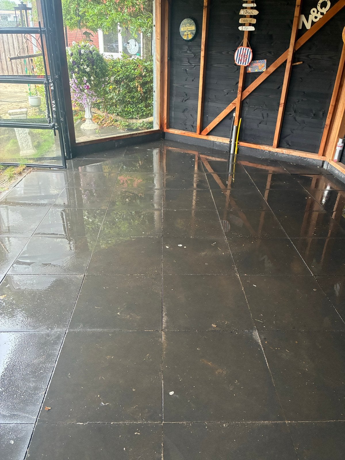 Terrastegels Antraciet 60x60 cm - 71 stuks + knipstukken, Ophalen, Gebruikt, 10 m² of meer, Beton