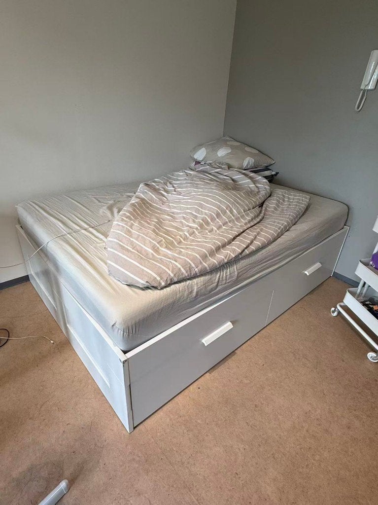 IKEA BRIMNES bed 140x200 met 4 lades, Huis en Inrichting, Ophalen, Gebruikt, Wit, Tweepersoons