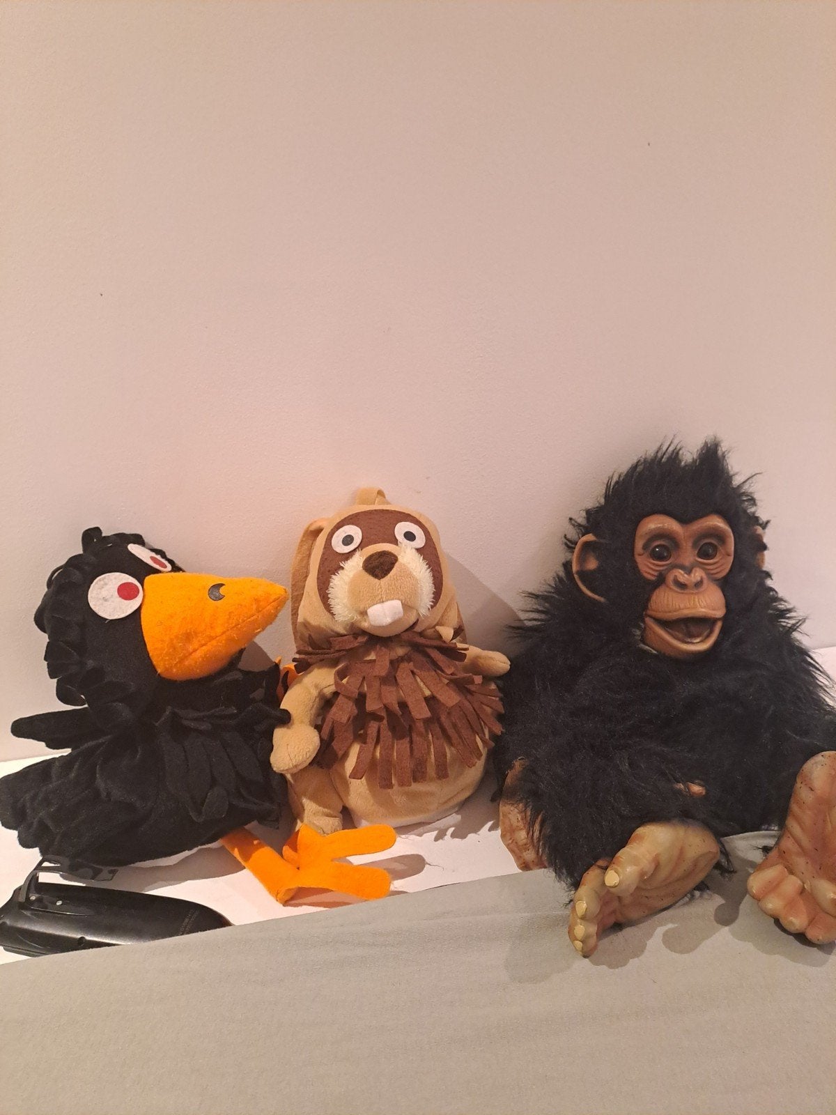 3 handpoppen, Gebruikt, Zwart, Ophalen of Verzenden, Middelgroot (20 tot 80 cm)