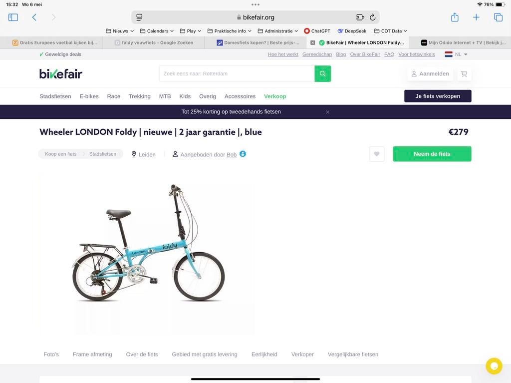 Vouwfiets “Foldy”, Fietsen en Brommers, Ophalen, Gebruikt