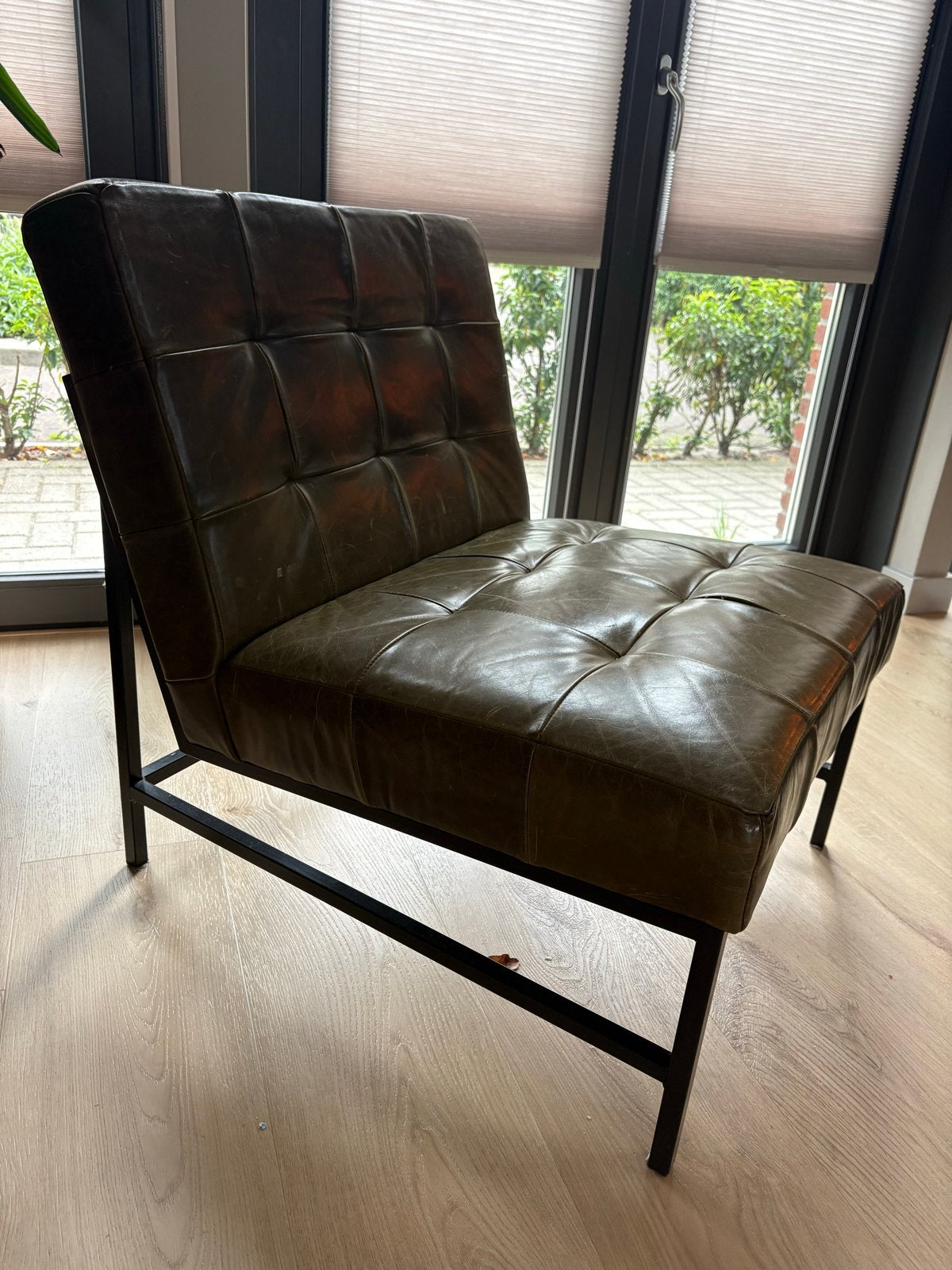 Leren fauteuil - Mack in kleur olive, Ophalen, Gebruikt, Overige kleuren, Leer