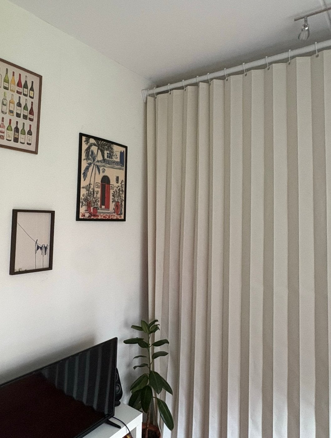 Room divider gordijn licht beige / wit, Huis en Inrichting, Woonaccessoires | Kamerschermen, Zo goed als nieuw, Ophalen