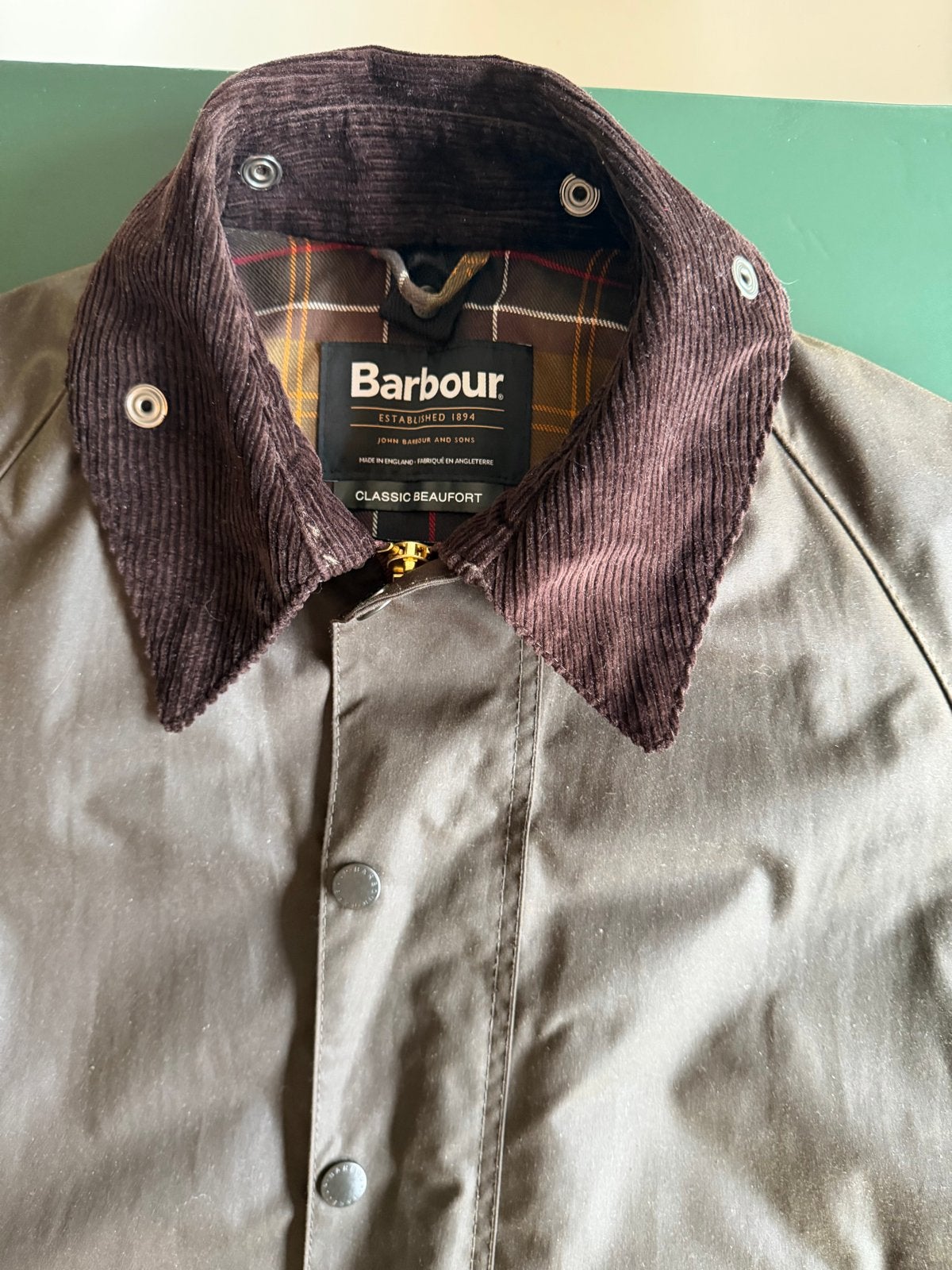 Barbour Classic Beaufort Sylkoil Olijf (M/40-50) - ZGAN, Kleding | Heren, Verzenden, Zo goed als nieuw, Maat 48/50 (M), Groen