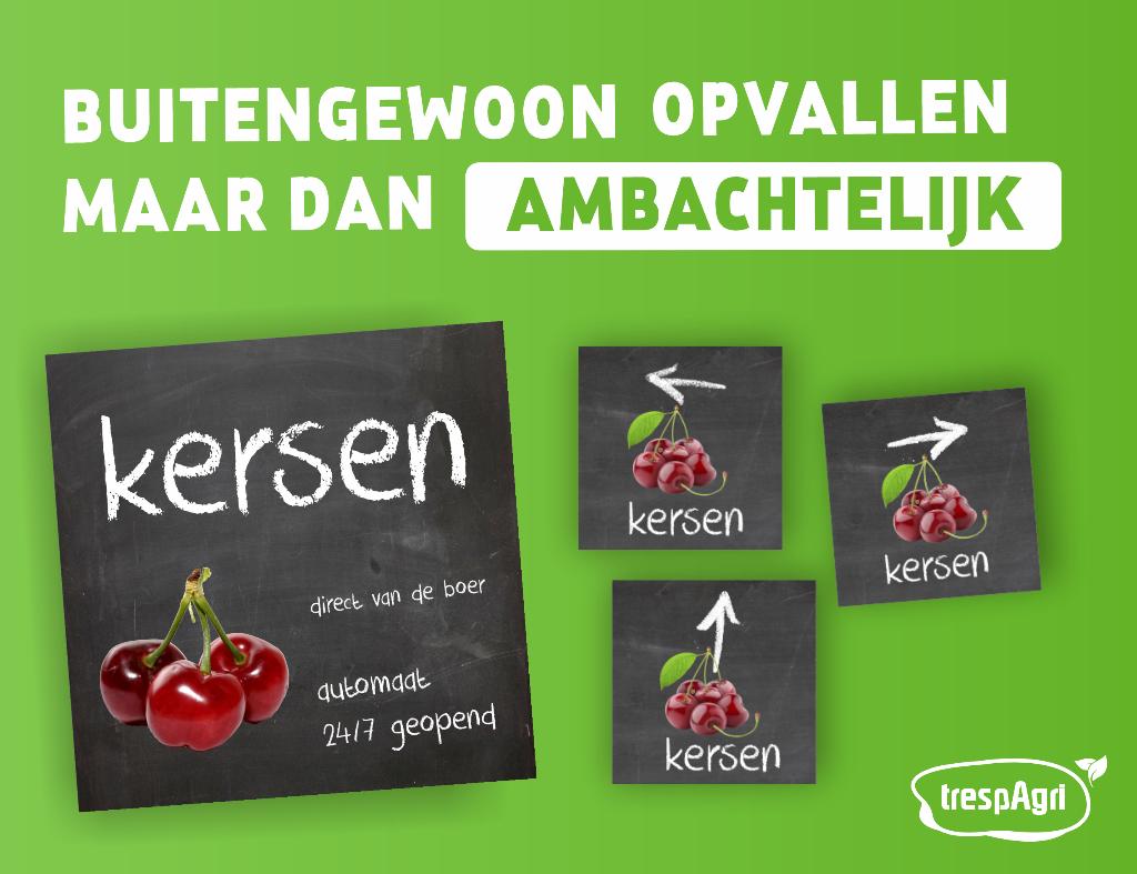 trespAgri reclamebord 'kersen', Verzenden, Nieuw, Reclamebord