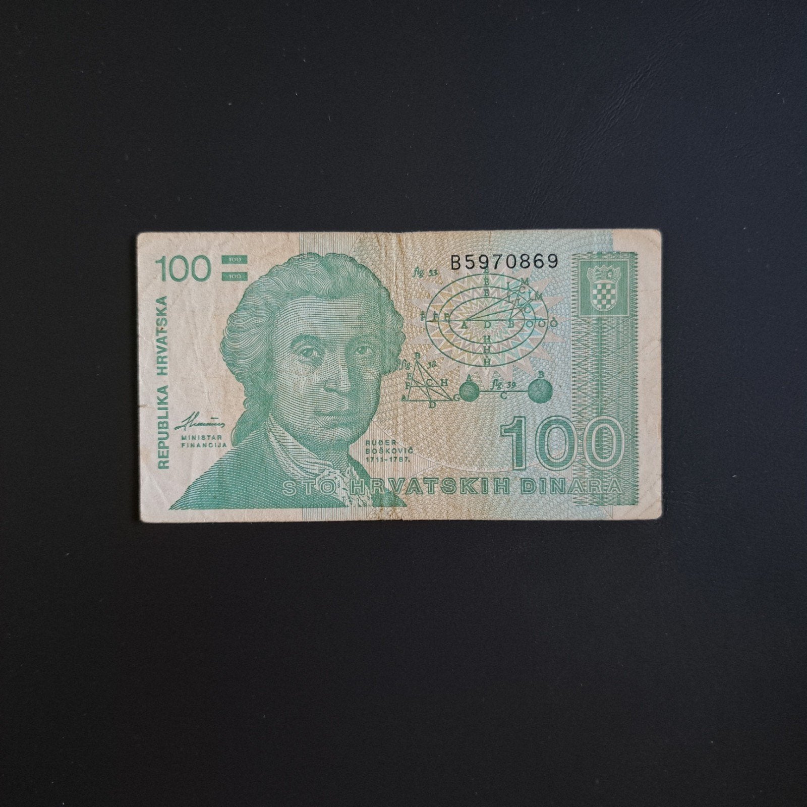 100 dinar Kroatië #023, Postzegels en Munten, Bankbiljetten | Europa | Niet-Eurobiljetten, Ophalen of Verzenden, Overige landen