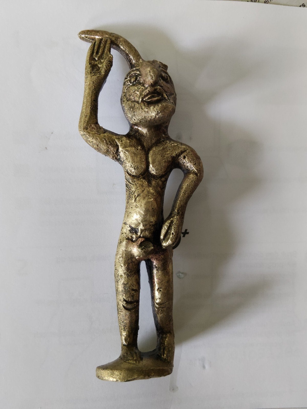 Bronzen beeldje van een figuur, Antiek en Kunst, Minder dan 20 cm, Ophalen of Verzenden, Beeld, Goud