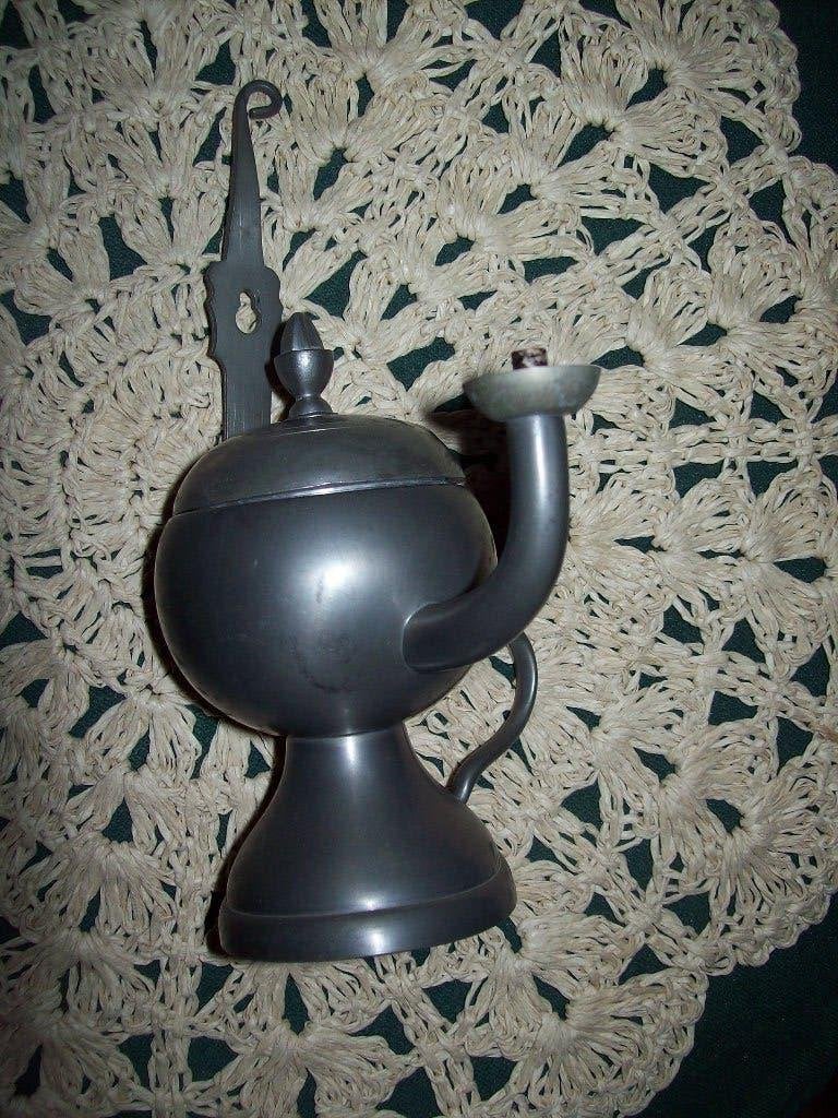Antiek Olielampje Tin, Antiek en Kunst, Ophalen of Verzenden