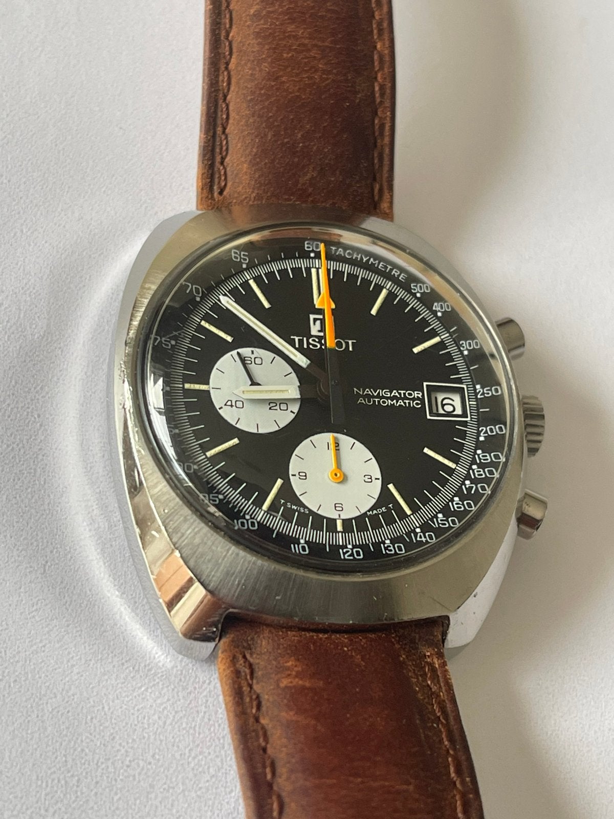 Vintage Tissot Navigator Automatisch, Ophalen of Verzenden, Staal, Tissot, 1960 of later