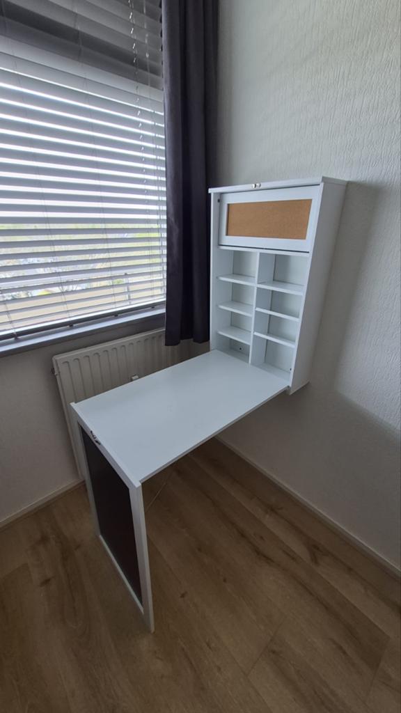 Bureau inklapbaar, Huis en Inrichting, Bureaus, Gebruikt, Overige typen, Spaanplaat of MDF, Wit, Ophalen