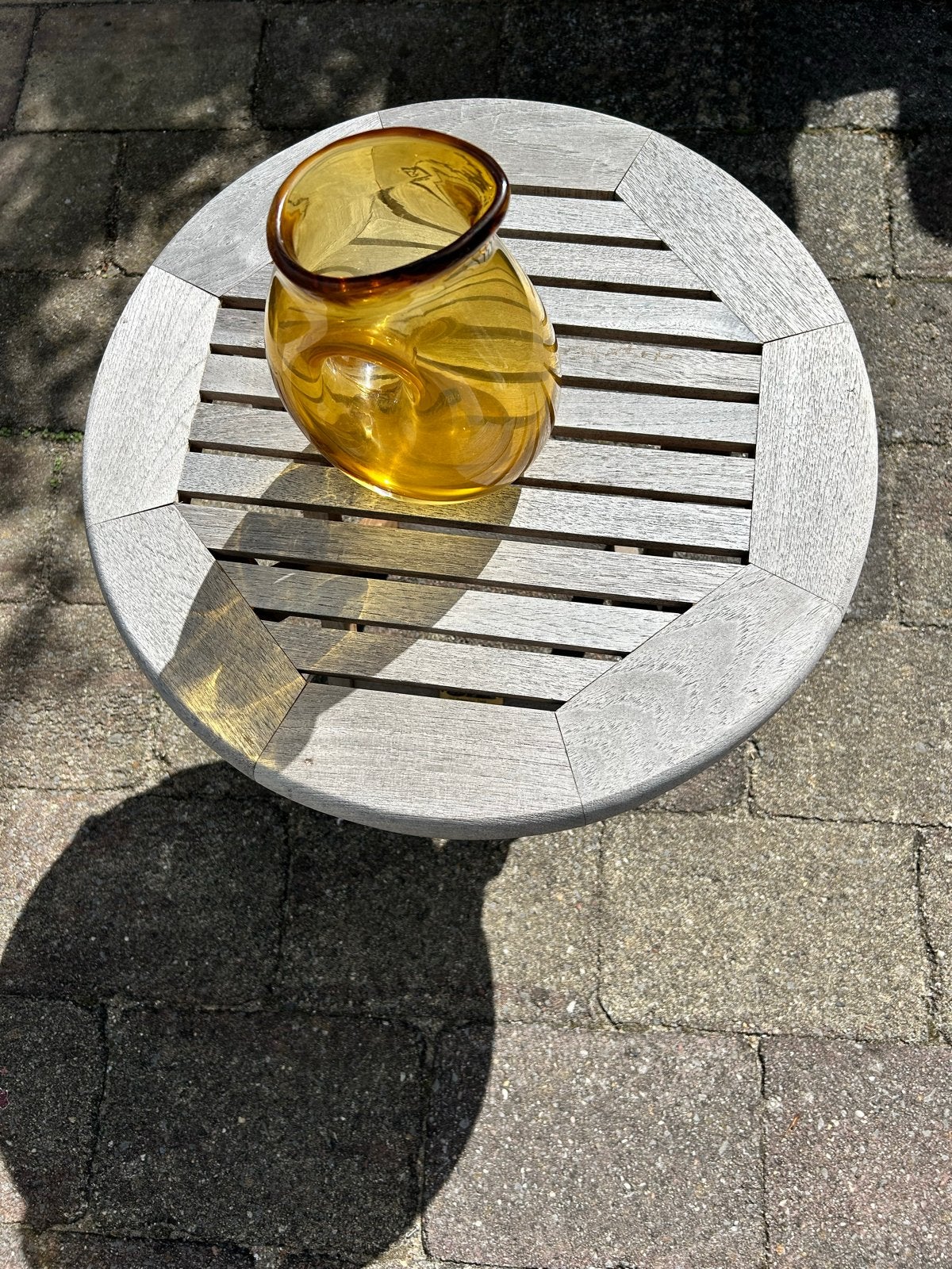 Pols Potten vaas geel glas met handvat, Geel, Met handvat, Nieuw, Ophalen of Verzenden