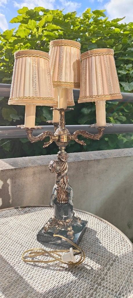 Prachtige Vintage Hollywood Regency Tafellamp met Engeltje, Ophalen, 57 cm, Vintage, Zo goed als nieuw