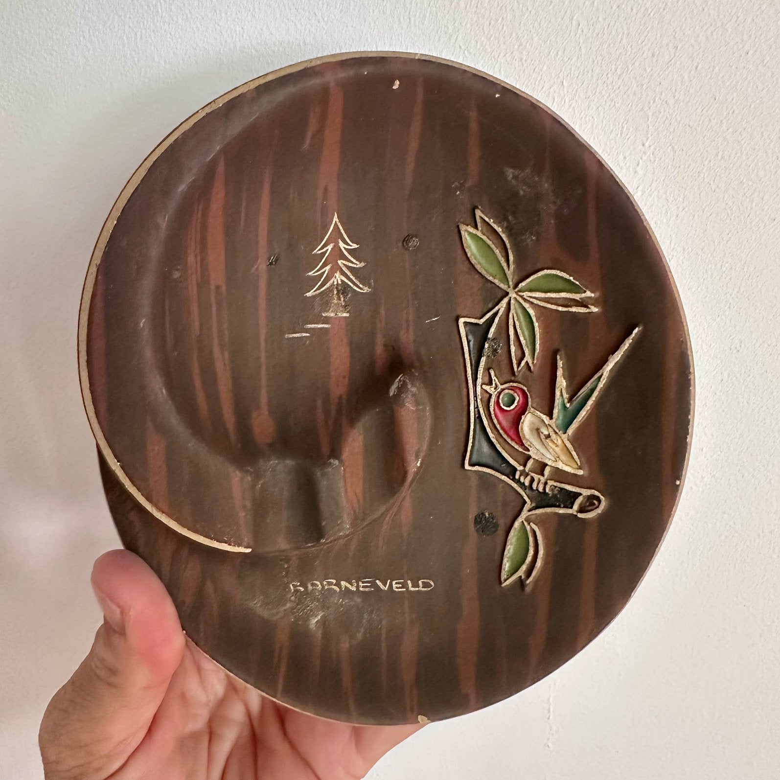 L’ Ancora Kera-teak Asbak Barneveld Ginkelduin Vintage Asbak, Ophalen of Verzenden