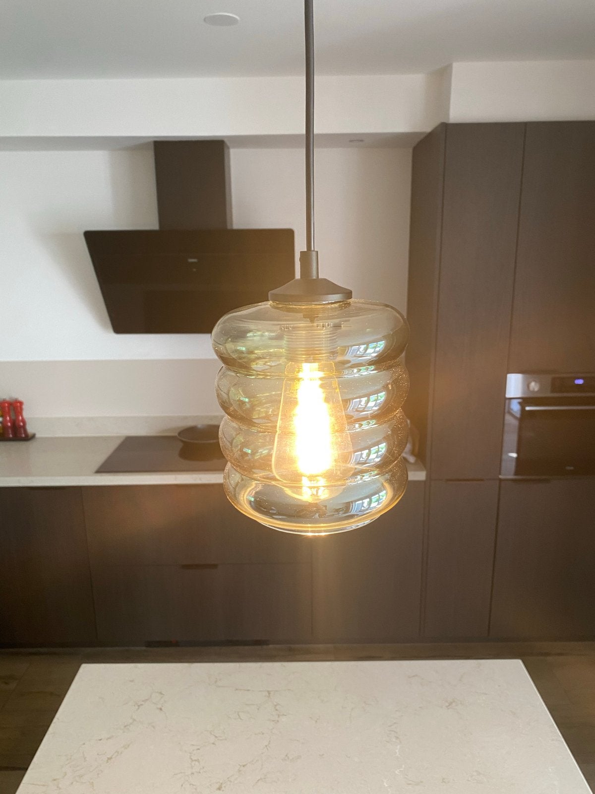 Moderne glazen hanglamp, Ophalen, Zo goed als nieuw, Glas