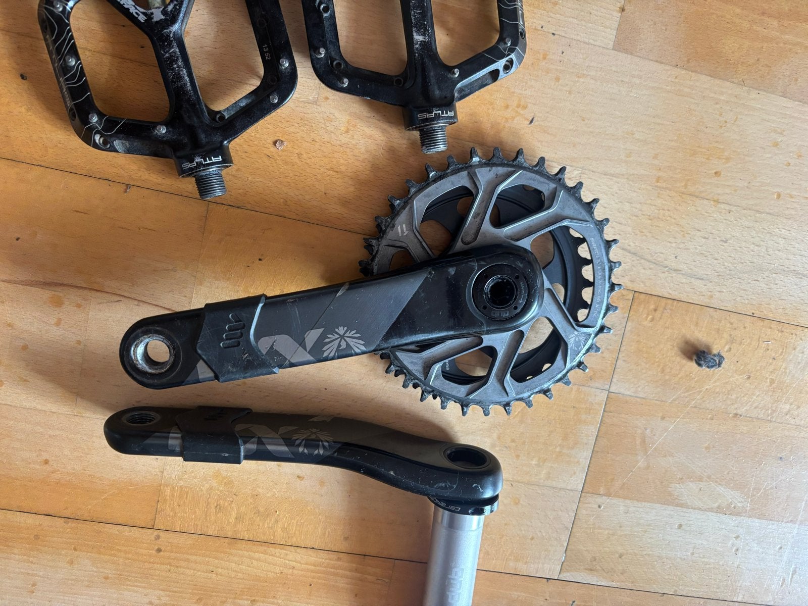 SRAM XX1 Crankstel 175mm met Atlas Pedalen en 2 bladen, Fietsen en Brommers, Ophalen of Verzenden, Gebruikt, Mountainbike, Crankstel of Pedalen