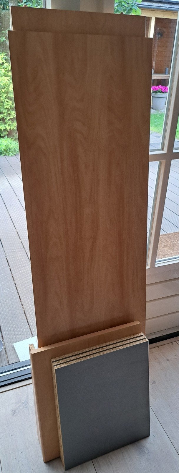 Boekenkast (extra diep voor ordners), beuken en grijs, Ophalen, 25 tot 50 cm, Minder dan 50 cm, 150 tot 200 cm