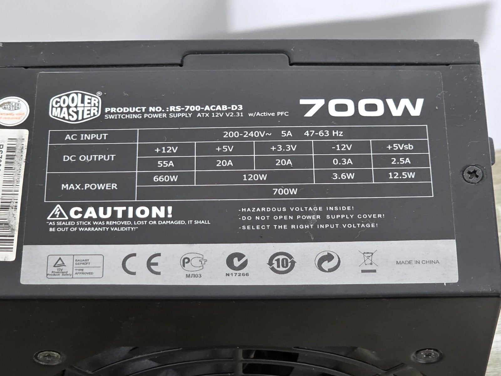 Cooler master 700w max voeding psu power supply rs-700-acab-, Gebruikt, ., Ophalen of Verzenden, .