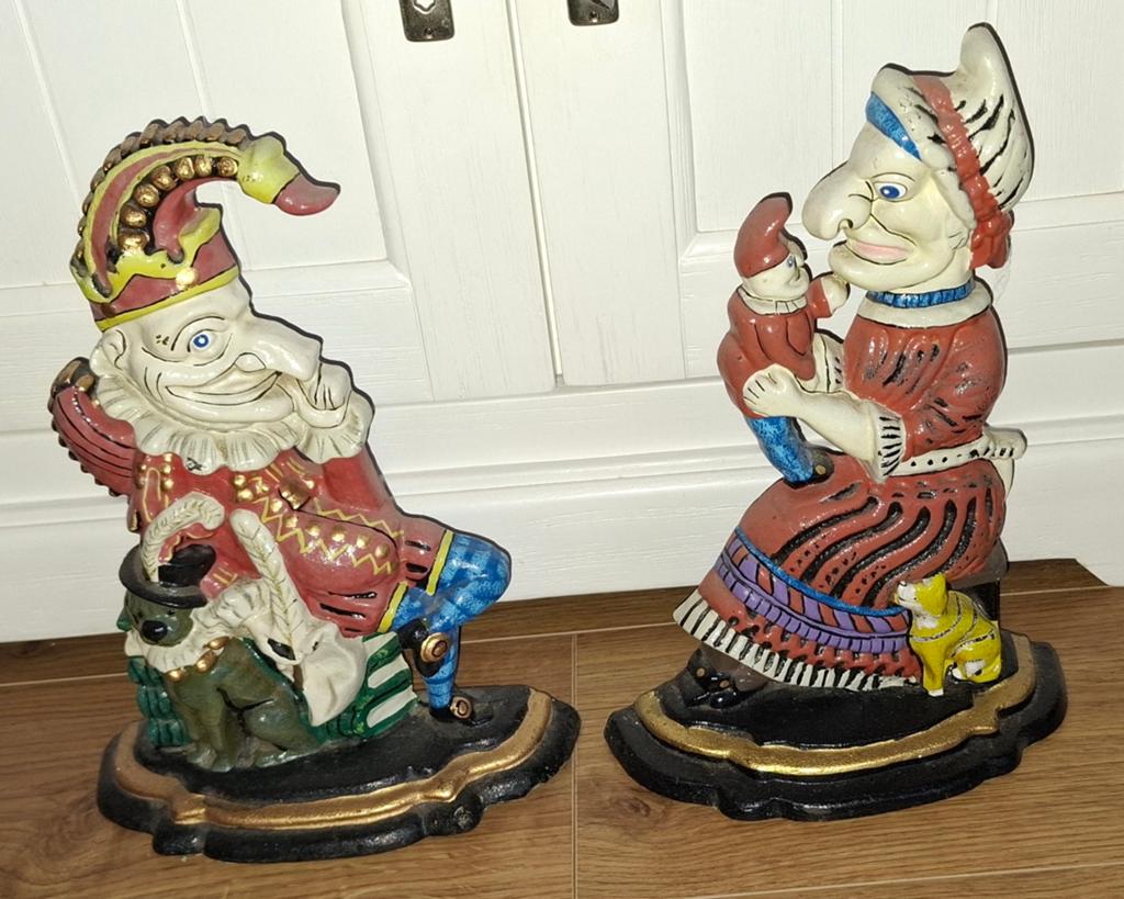 Punch and judy gietijzeren deurstoppers!, Antiek en Kunst, Ophalen of Verzenden