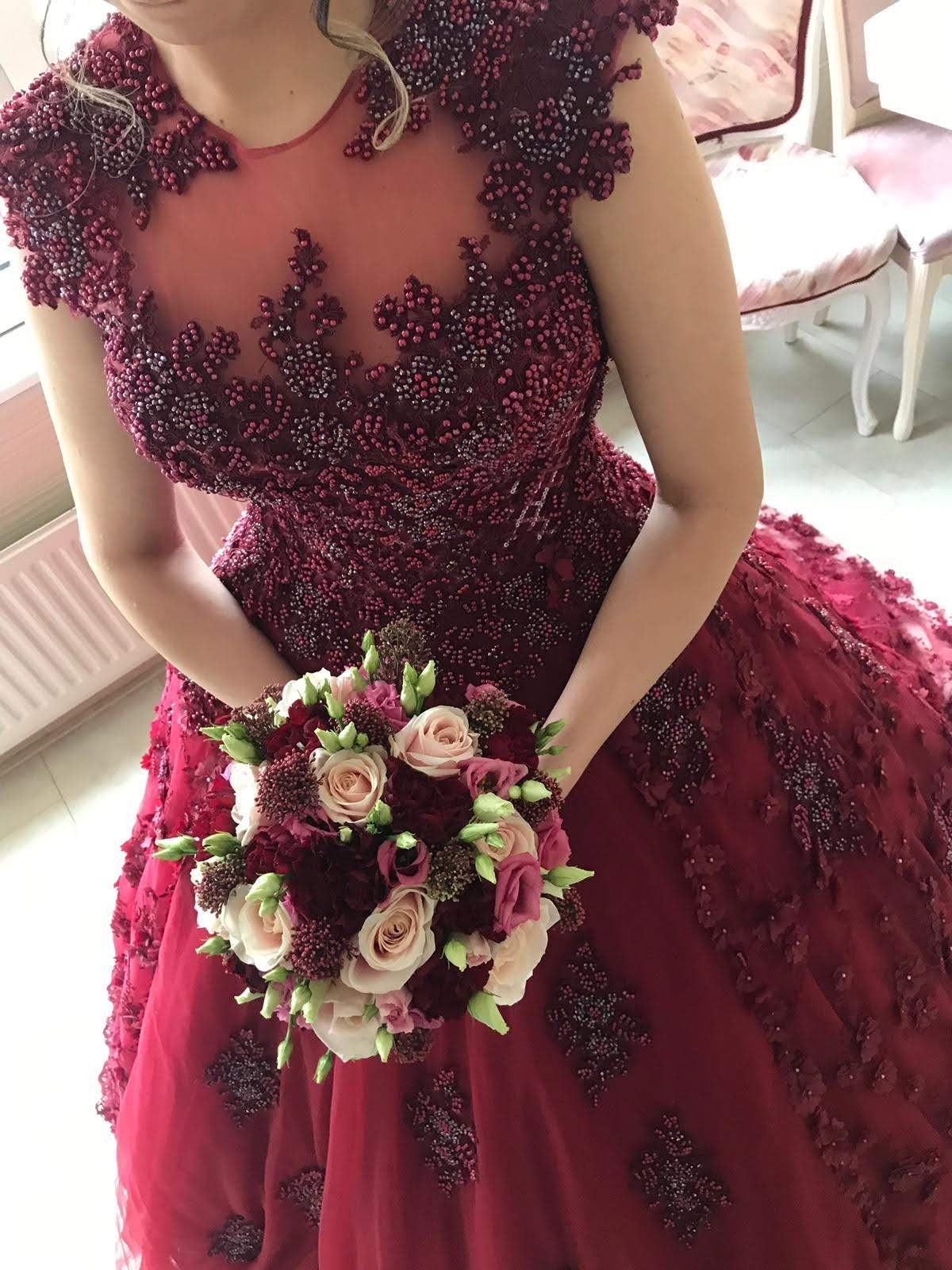 bordeaux feest jurk henna jurk, Kleding | Dames, Ophalen, Zo goed als nieuw, Rood, Trouwjurk