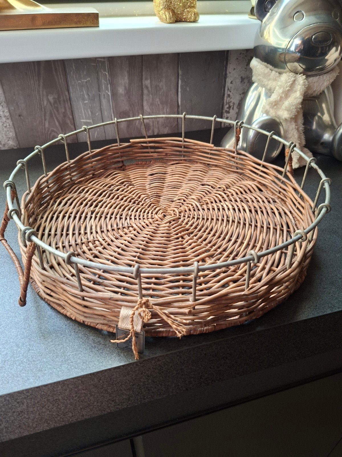 Riviera Maison Rattan Dienblad - Zo goed als nieuw, Huis en Inrichting, Ophalen of Verzenden