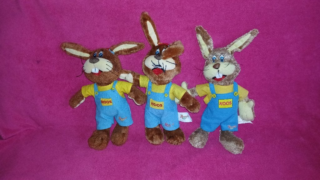 4x KOOS KONIJN MASCOTTE VAN ROOMPOT, Ophalen of Verzenden, Zo goed als nieuw, Konijn