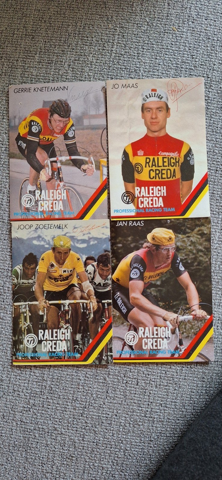 Raleigh Creda Wielerkaarten - Gerrie Knetemann, Jo Maas, Ophalen of Verzenden, Gebruikt, Overige sporten, Poster, Plaatje of Sticker