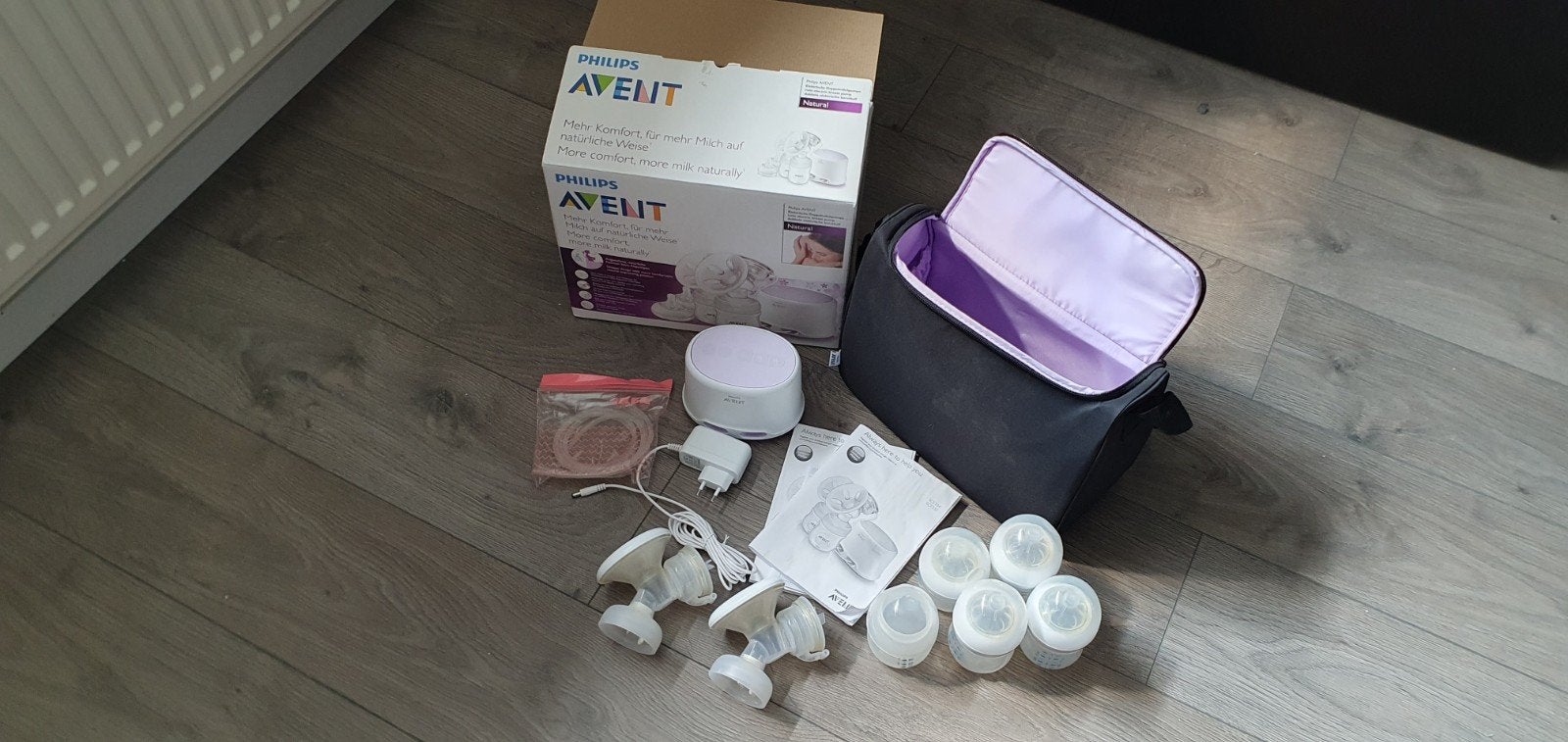 Philips Avent SCF334/332 Borstkolf met extra flessen, Ophalen of Verzenden, Zo goed als nieuw