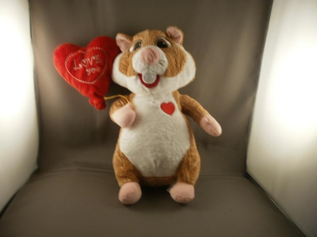 ah hamster love jou bruin/wit rood velours 28 cm vaderdag/, Ophalen of Verzenden, Nieuw, Overige typen