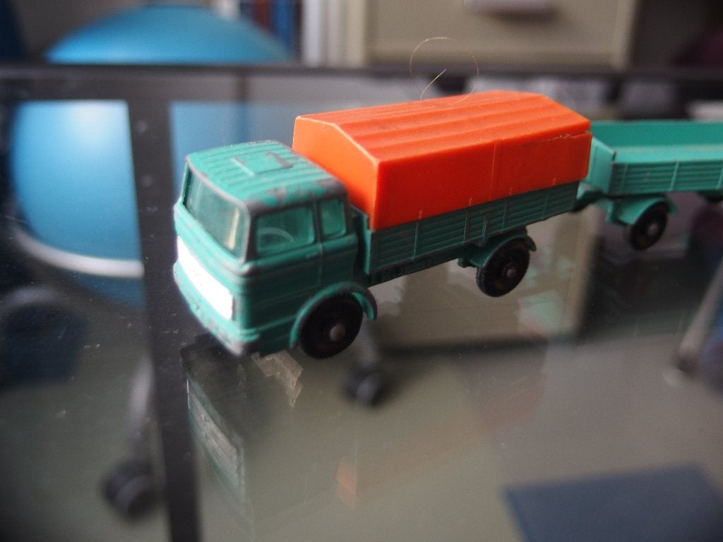 Matchbox Mercedes Truck met aanhanger No 1 & 2 (1967-69), Ophalen of Verzenden, Gebruikt, Bus of Vrachtwagen