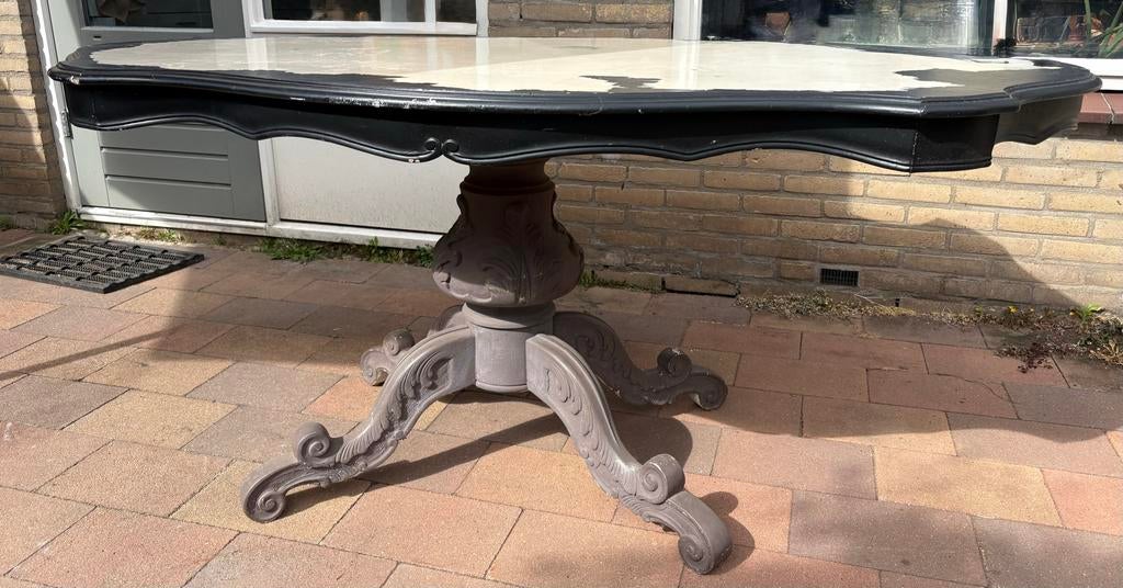 Barokke eettafel met 4 bijpassende stoelen - Klassieke set, Ophalen, Gebruikt, 100 tot 150 cm, 150 tot 200 cm