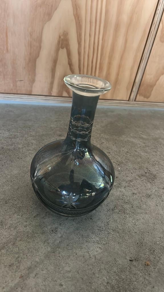 Karaf van blauw geslepen glas - nochris 2.0 st anna, Ophalen of Verzenden