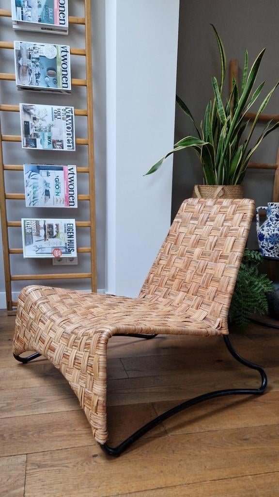 vintage rotan Ikea stoel/ easy chair, Ophalen, Gebruikt, Riet of Rotan