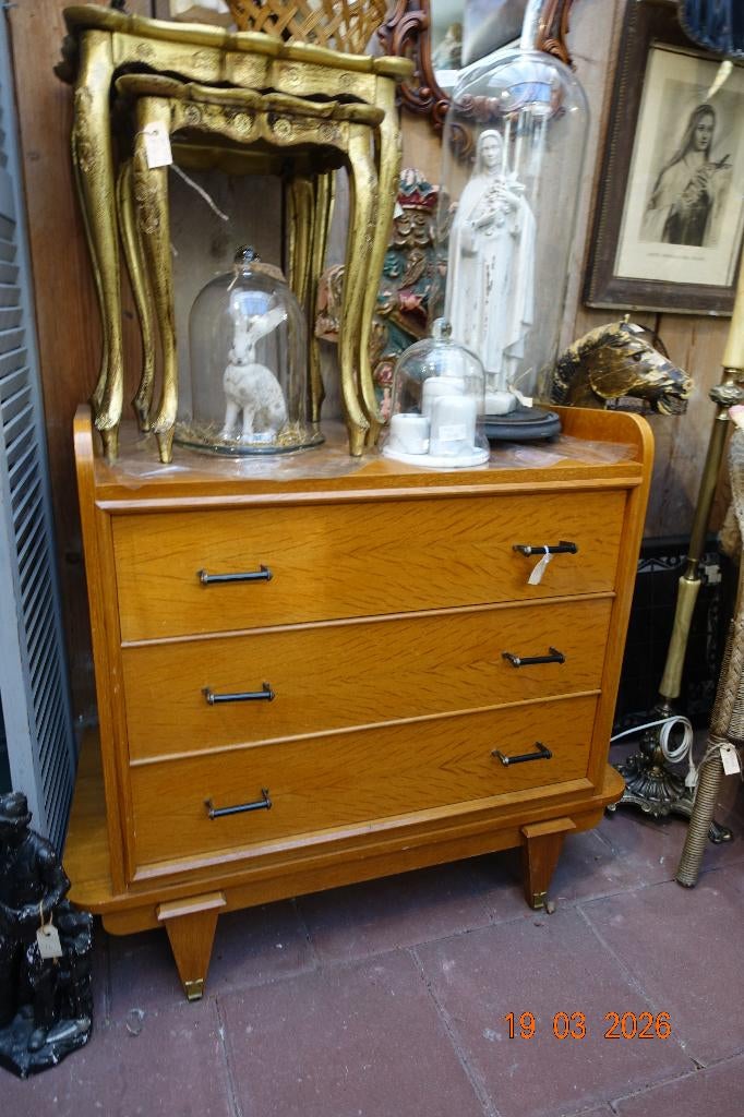 Vintage franse ladenkast, Huis en Inrichting, Kasten | Ladekasten, Gebruikt, Minder dan 100 cm, 50 tot 100 cm, 25 tot 50 cm, Teakhout