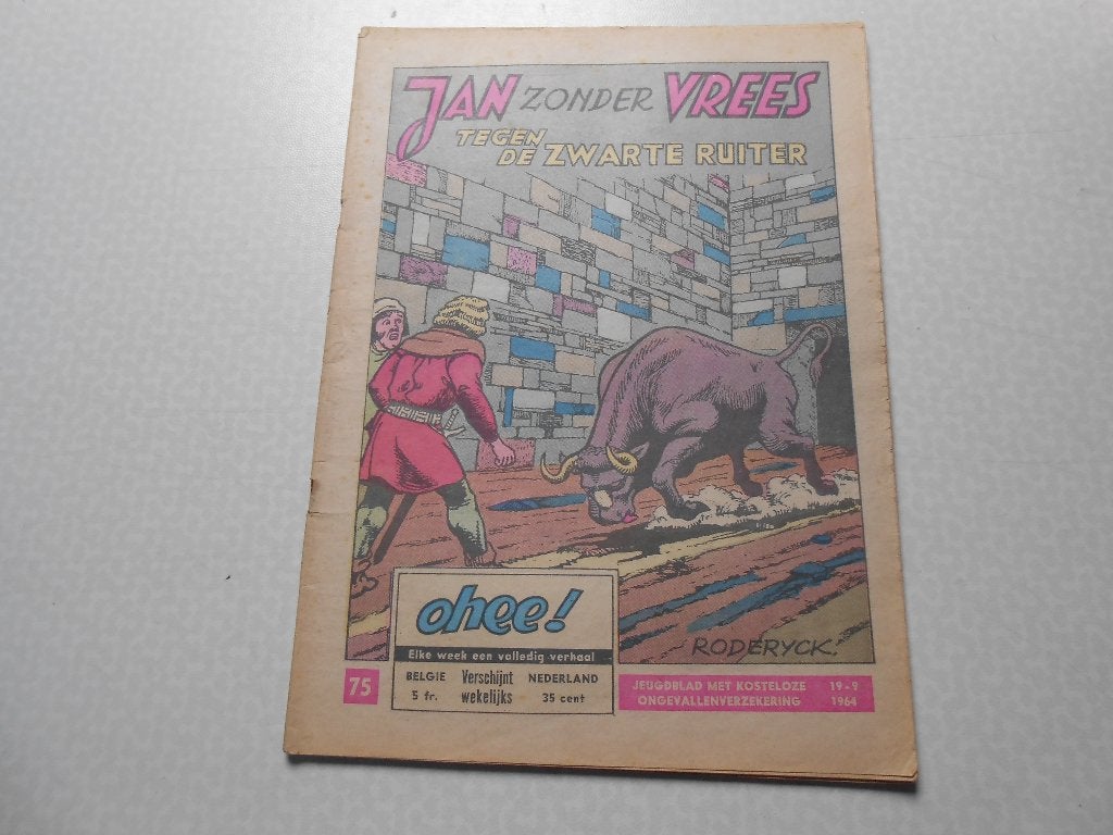 Ohee 75 Jan zonder Vrees tegen de zwarte ruiter 1964., Boeken, Stripboeken, Eén stripboek, Ophalen, Gelezen