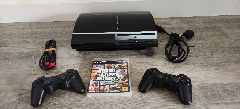 Refurbished PlayStation 3 – 80 GB + GTA5 + 2 Controllers!, Phat, Met 2 controllers, Refurbished, Met harde schijf