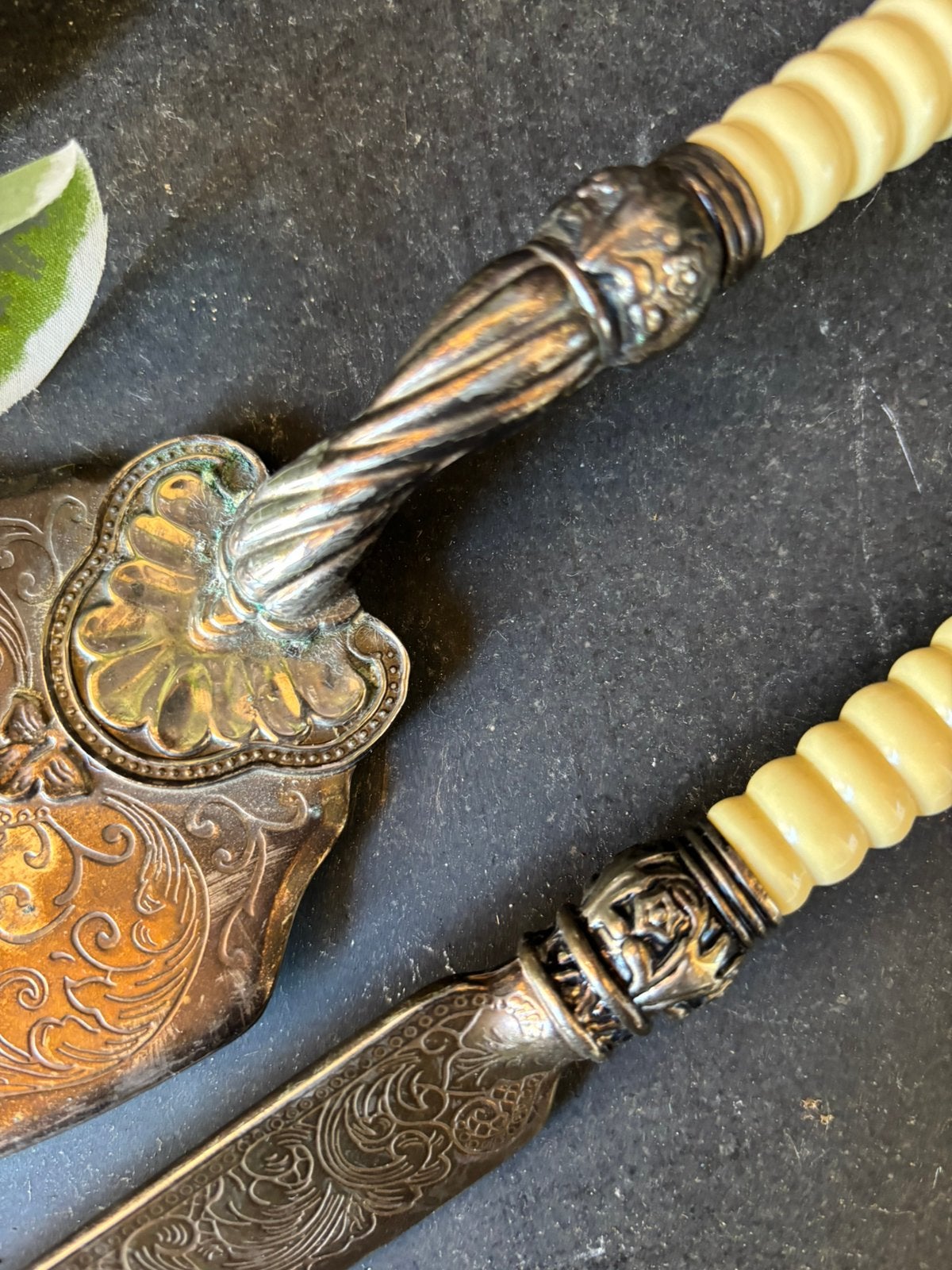 Luxe gebak/taart/bruiloftset brocante met mooie patina, Ophalen of Verzenden