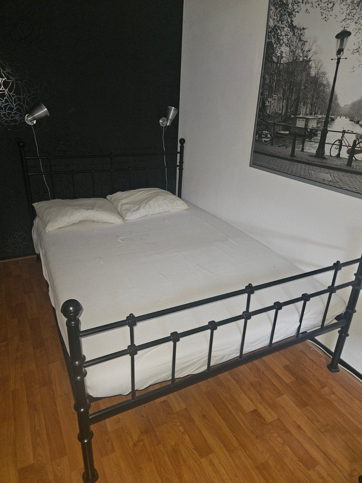 zwart badframe 1.40 mtr breed, Huis en Inrichting, Slaapkamer | Bedden, Ophalen, Zwart, Tweepersoons, 140 cm