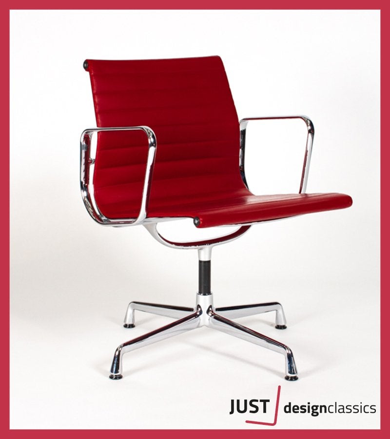 Vitra ea108 Eames Kersen Rood Leder Chroom (6 beschikbaar), Niet ingevuld, Zo goed als nieuw, Niet ingevuld, Niet ingevuld