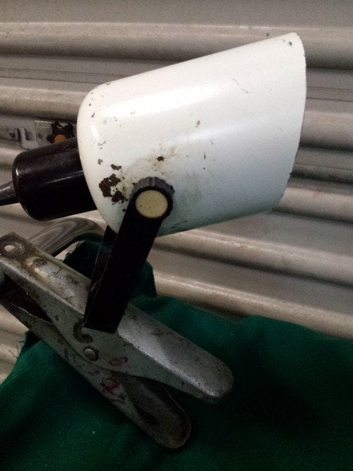 industrieele lamp op lasklem, Ophalen of Verzenden, 'T Olde Gre-j, Info@toldegrej.nl, Endepoelstraat 20f Didam