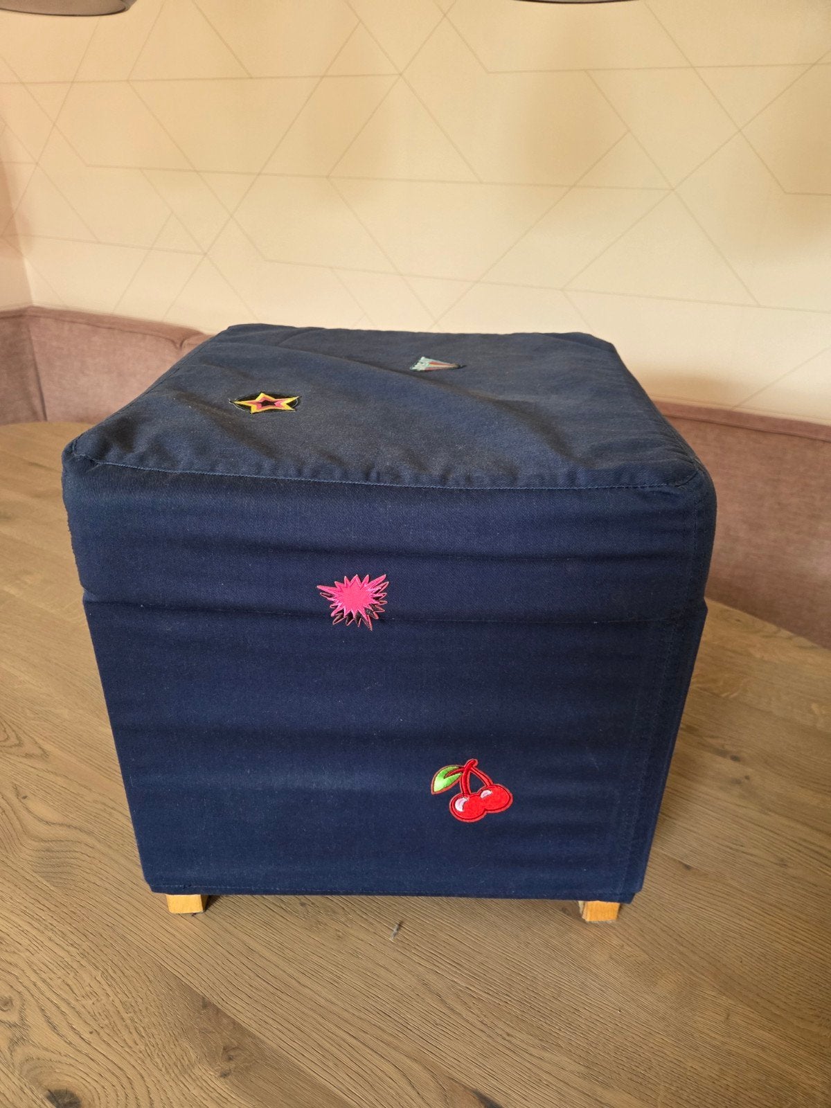Ikea poef met afneembare hoes 38 x 38, Ophalen, Hout, Minder dan 50 cm, Gebruikt