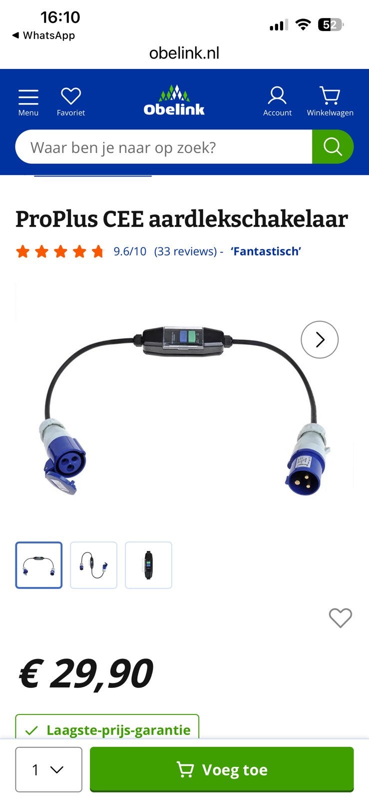 Spanningsbeveiliger met aardlek (Obelink), Caravans en Kamperen, Ophalen, Zo goed als nieuw
