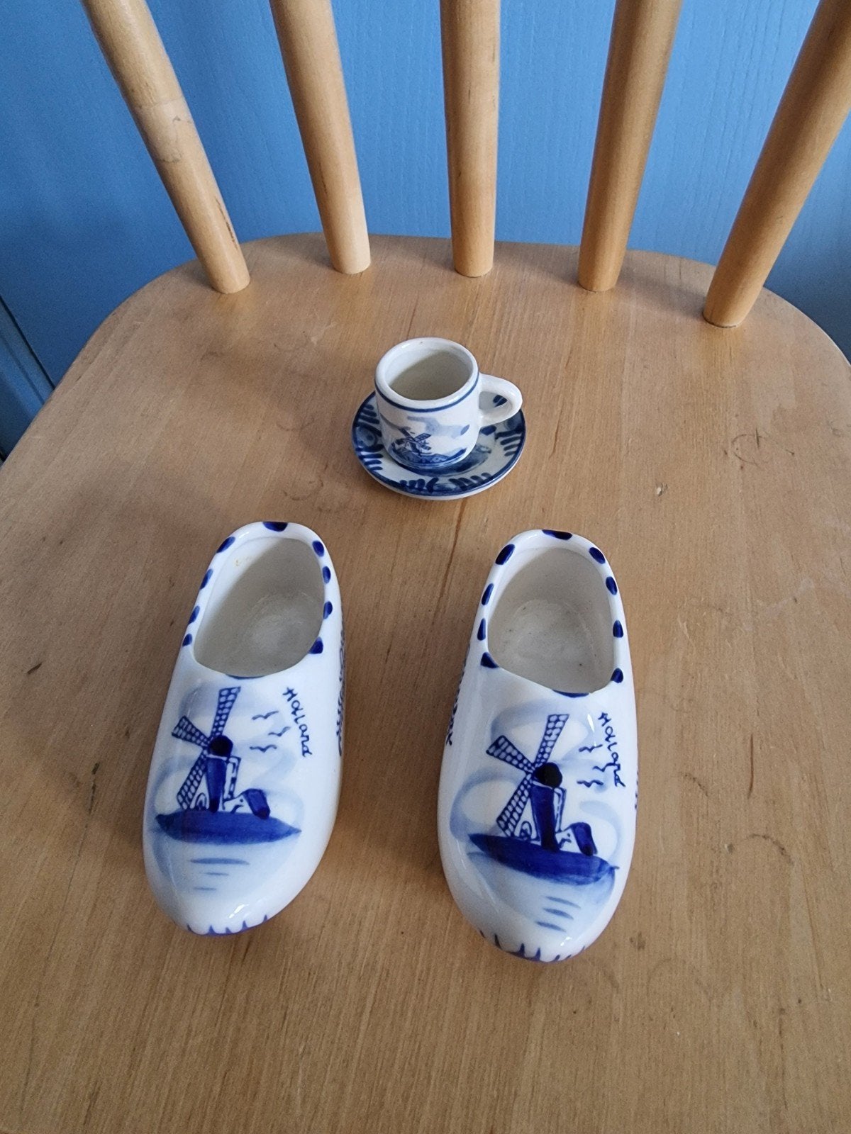 2 klompjes en mini kop en schotel, Ophalen of Verzenden