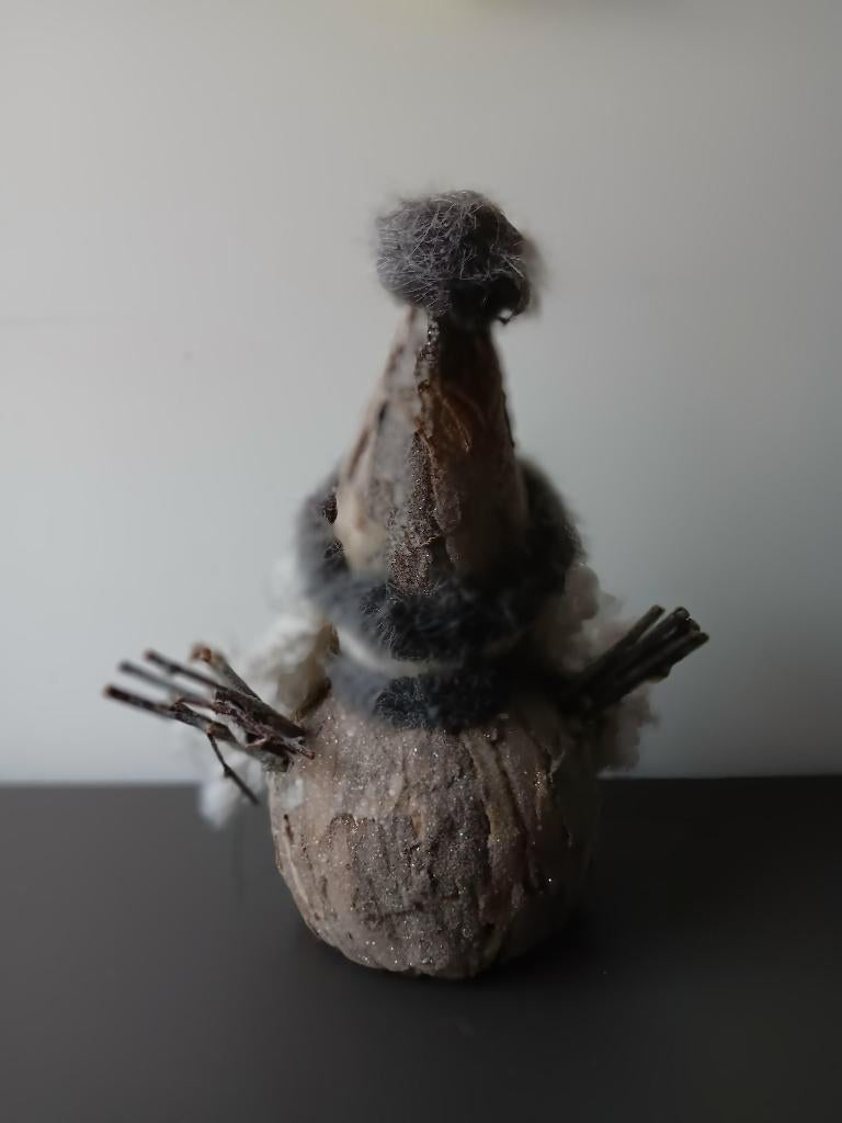 Decoratieve kerst gnome vrouw van hout en textiel, Ophalen of Verzenden, Gebruikt