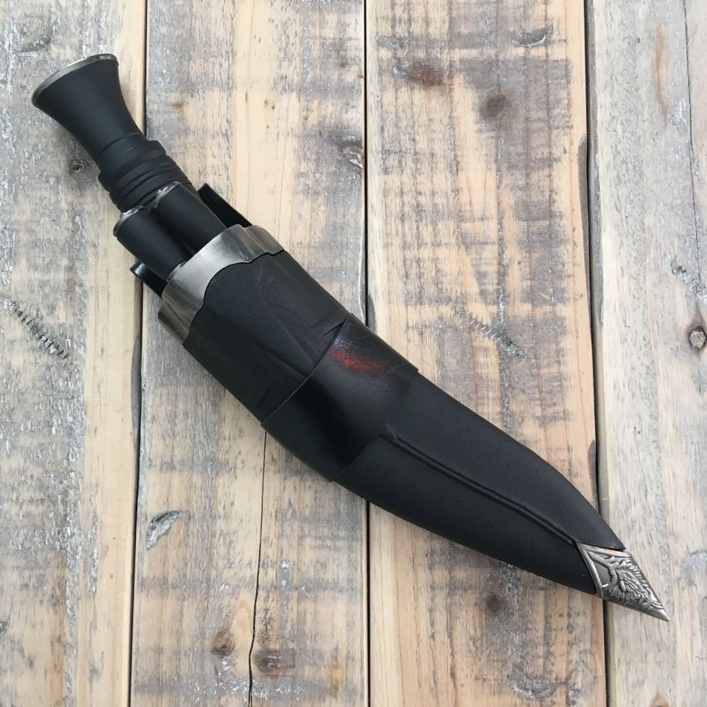 Moderne kukri (30 cm) met 2 kleine mesjes en hard foedraal, Verzenden, Overige soorten, Overige gebieden, Mes of Dolk