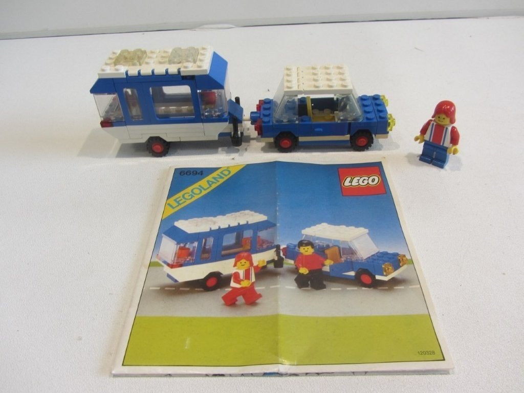 Lego vintage set auto met caravan 6694 en instrukties, Ophalen of Verzenden, Gebruikt, Lego